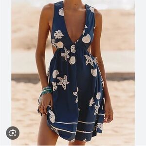Celandine Navy Blue Starfish Print Dress